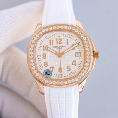 GR Factory Patek Philippe Women's Watch Aquanaut 38mm Quartz Movement Rose Gold Case White Strap Watch